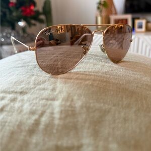 Ray-Ban Gold Frame Aviator Sunglasses with Brown Lenses